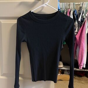 Aerie Charcoal Ribbed Long Sleeve Top